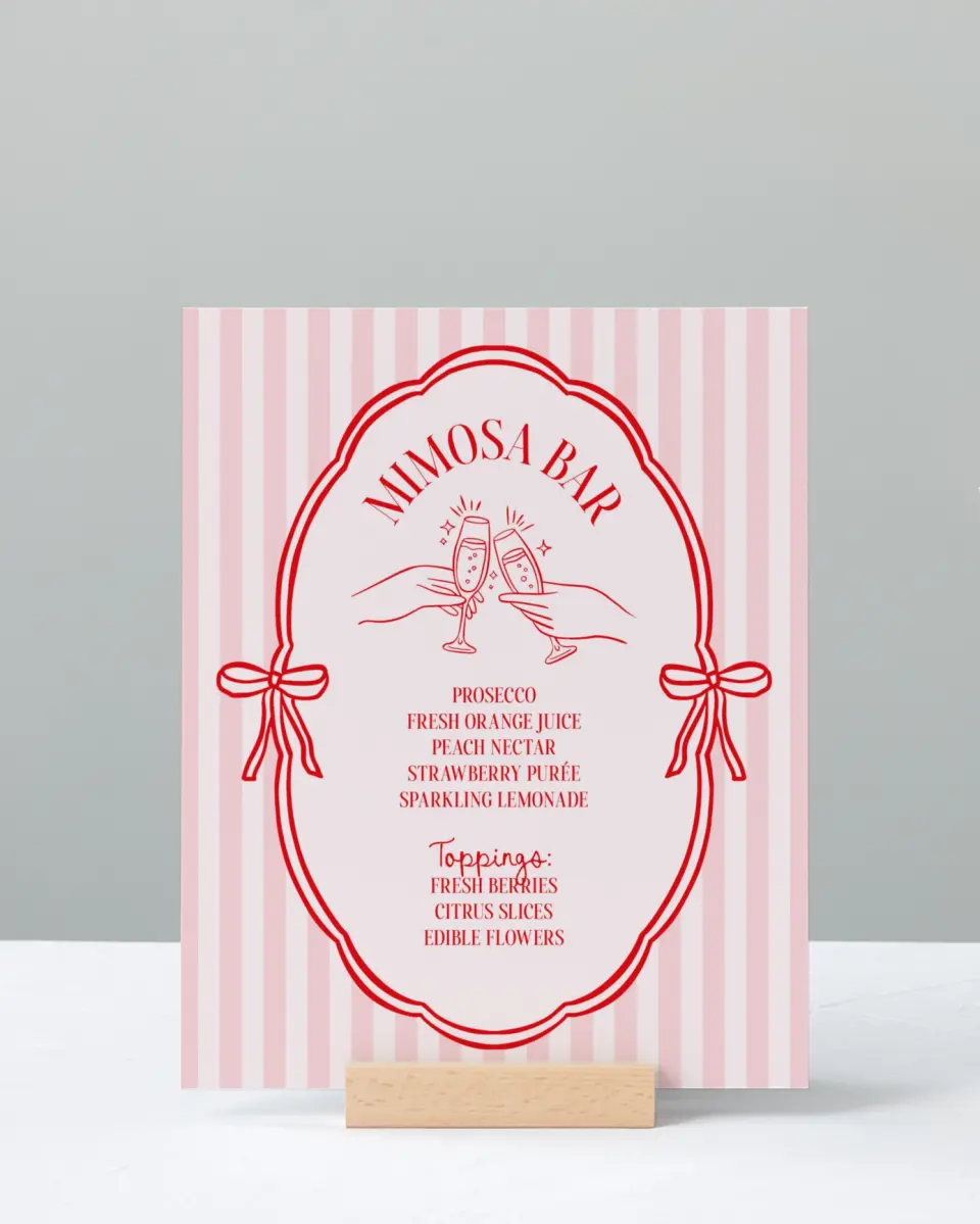 This is a 8" x 10" Bachelorette Party Thank You Card called PJs & Prosecco printed in full color