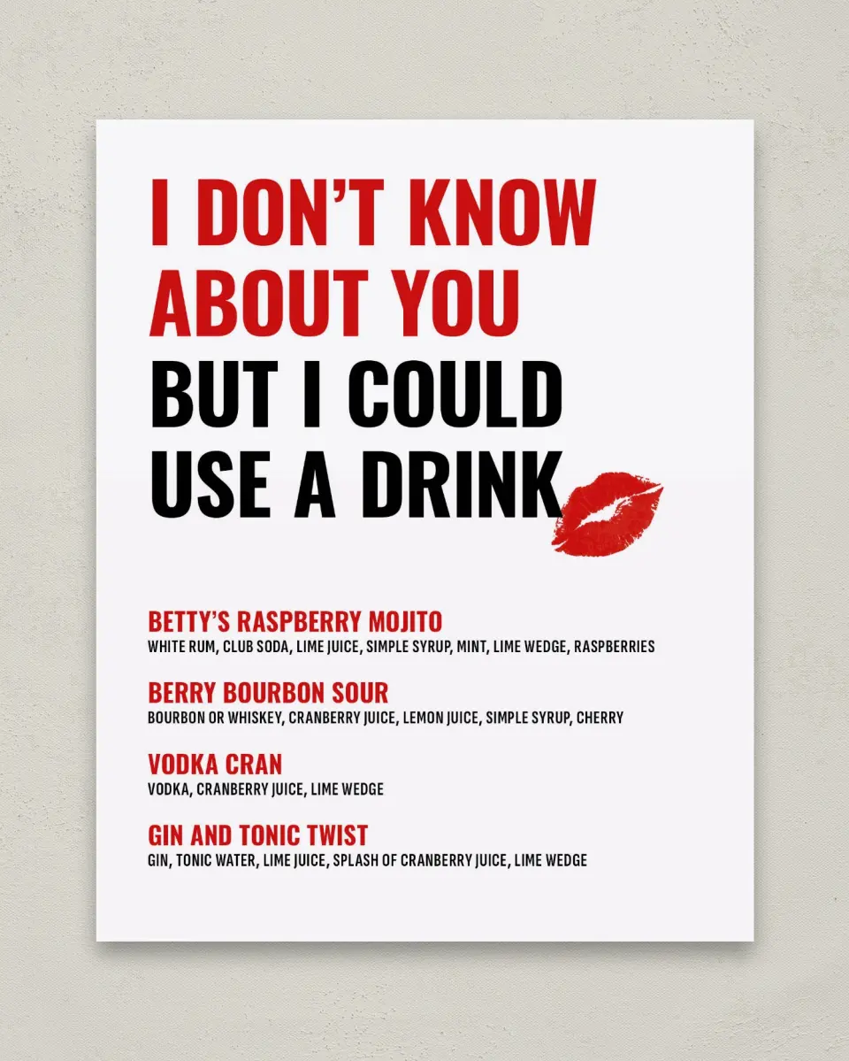 This is a 8" x 10" Bachelorette Party Thank You Card called Loving Him Was Red printed in full color