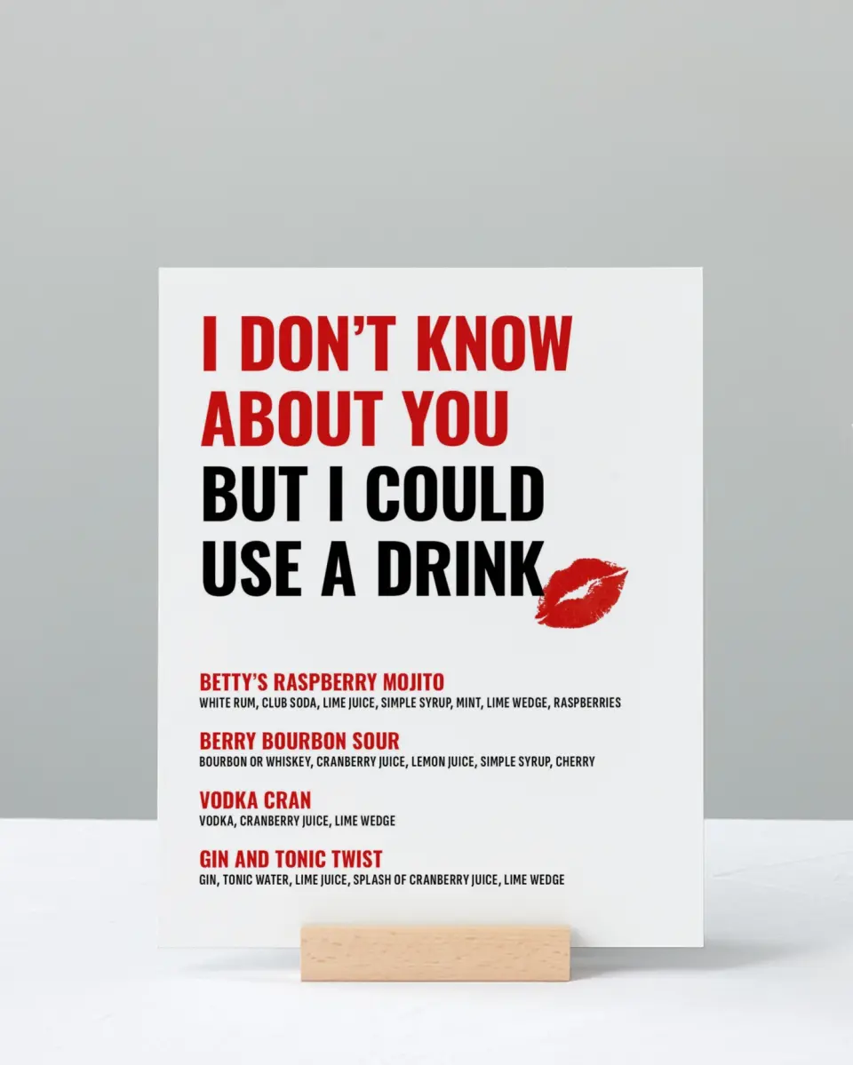 This is a 8" x 10" Bachelorette Party Thank You Card called Loving Him Was Red printed in full color