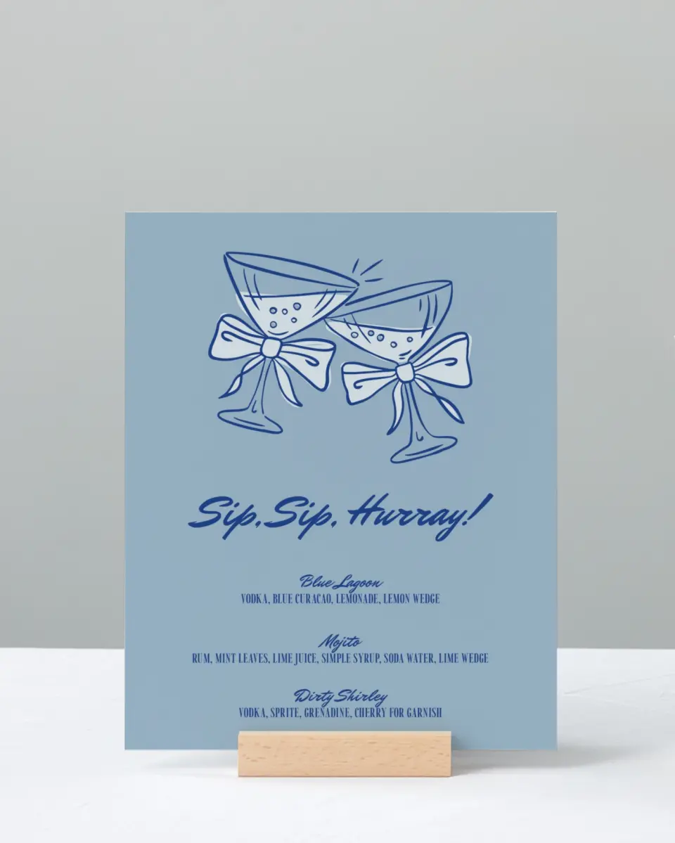 This is a 8" x 10" Bachelorette Party Thank You Card called Something Blue Before I Do printed in full color with Rose Gold foil