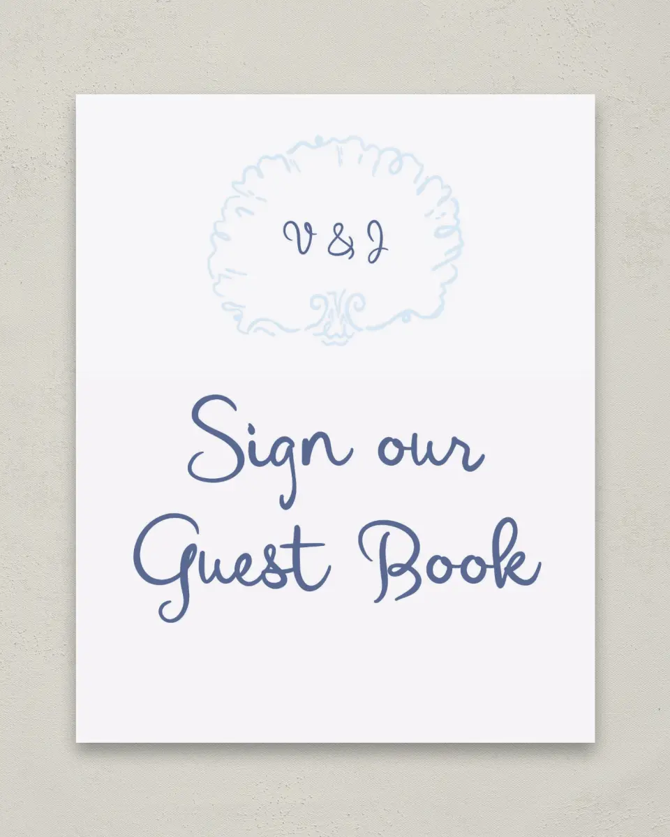 This is a 8" x 10" Guest Book Sign called Love by the Sea printed in full color