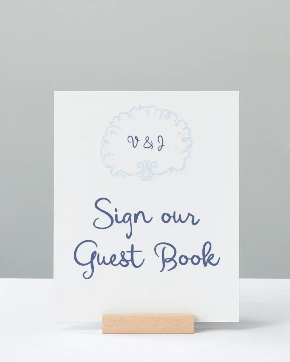 This is a 8" x 10" Guest Book Sign called Love by the Sea printed in full color
