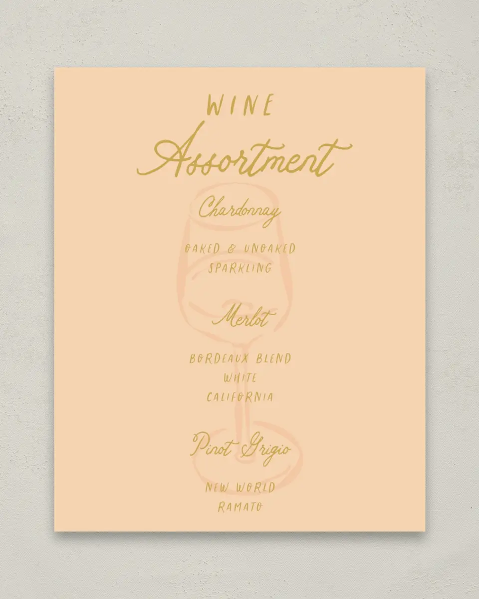 This is a 8" x 10" Bachelorette Party Thank You Card called The Perfect Pairing printed in full color with Silver foil