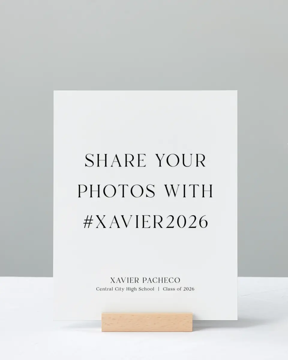 This is a 8" x 10" Let's Celebrate & Snap a Photo Grad Sign called Senior Spread printed in full color