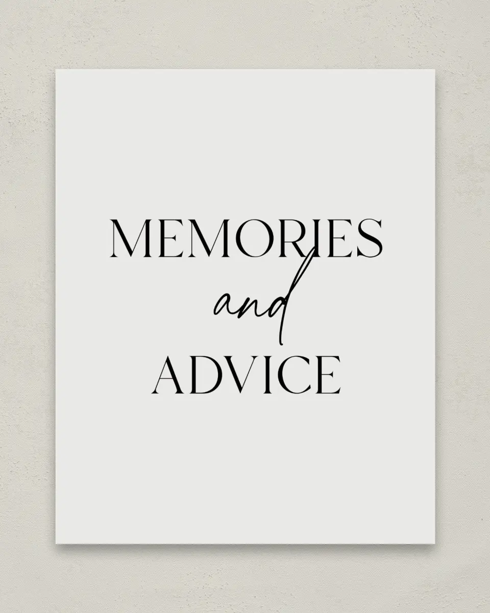 This is a 8" x 10" Memory & Advice Grad Sign called Effortless Edge printed in full color