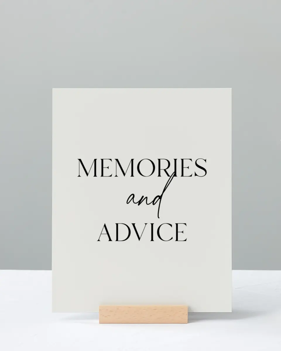 This is a 8" x 10" Memory & Advice Grad Sign called Effortless Edge printed in full color with Silver foil