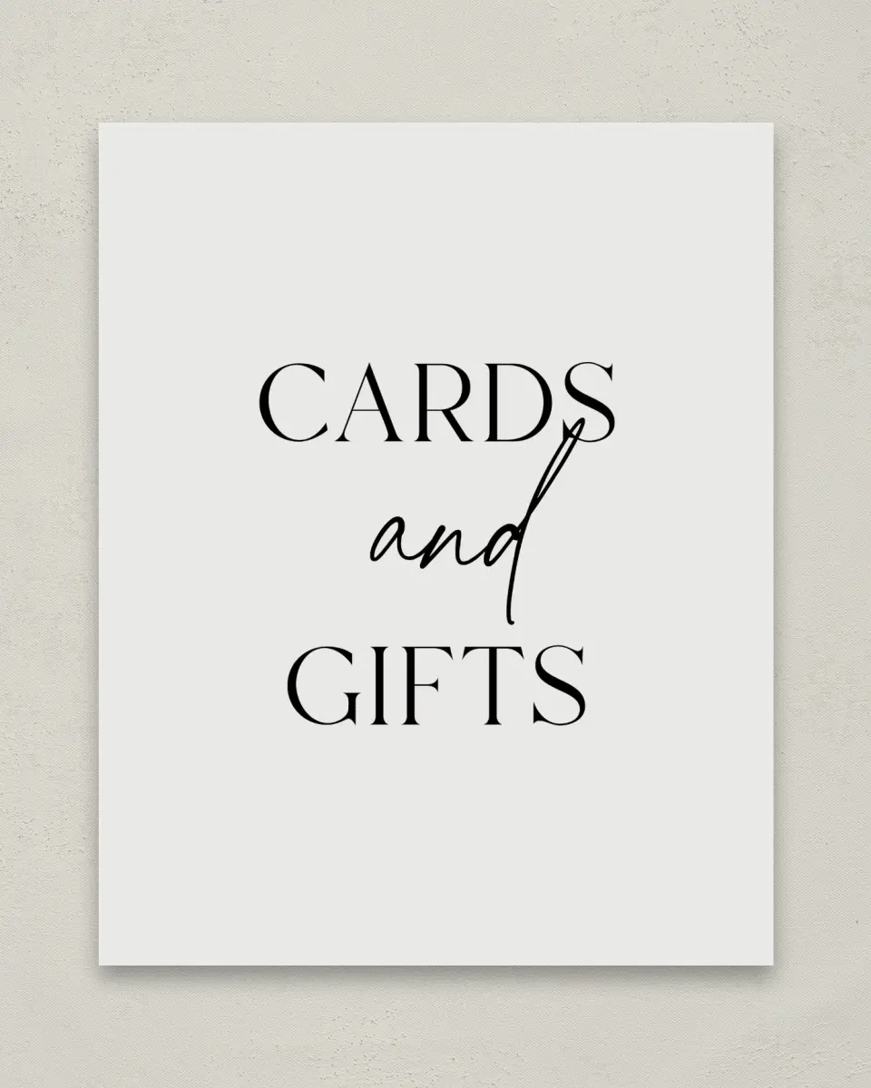 This is a 8" x 10" Cards & Gifts Grad Sign called Effortless Edge printed in full color