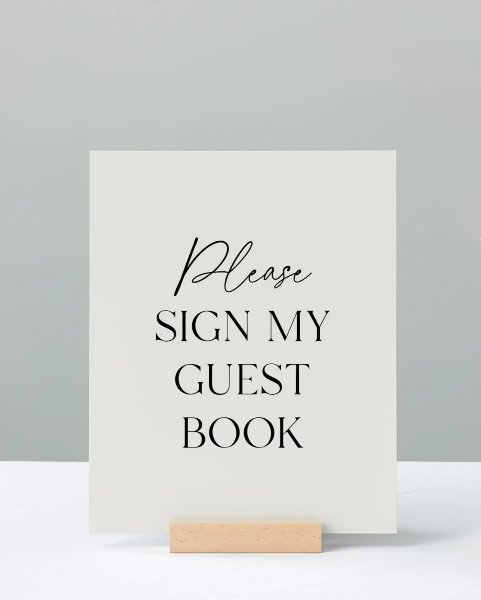 This is a 8" x 10" Guestbook Grad Sign called Effortless Edge printed in full color with Gold foil