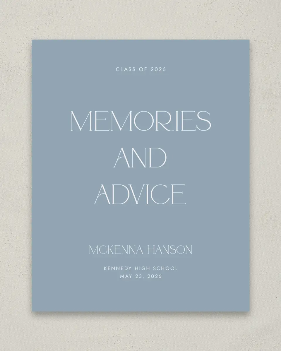 This is a 8" x 10" Memory & Advice Grad Sign called Graceful Grad printed in full color
