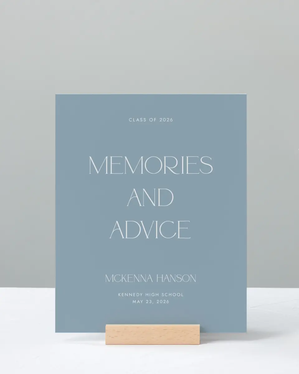 This is a 8" x 10" Memory & Advice Grad Sign called Graceful Grad printed in full color