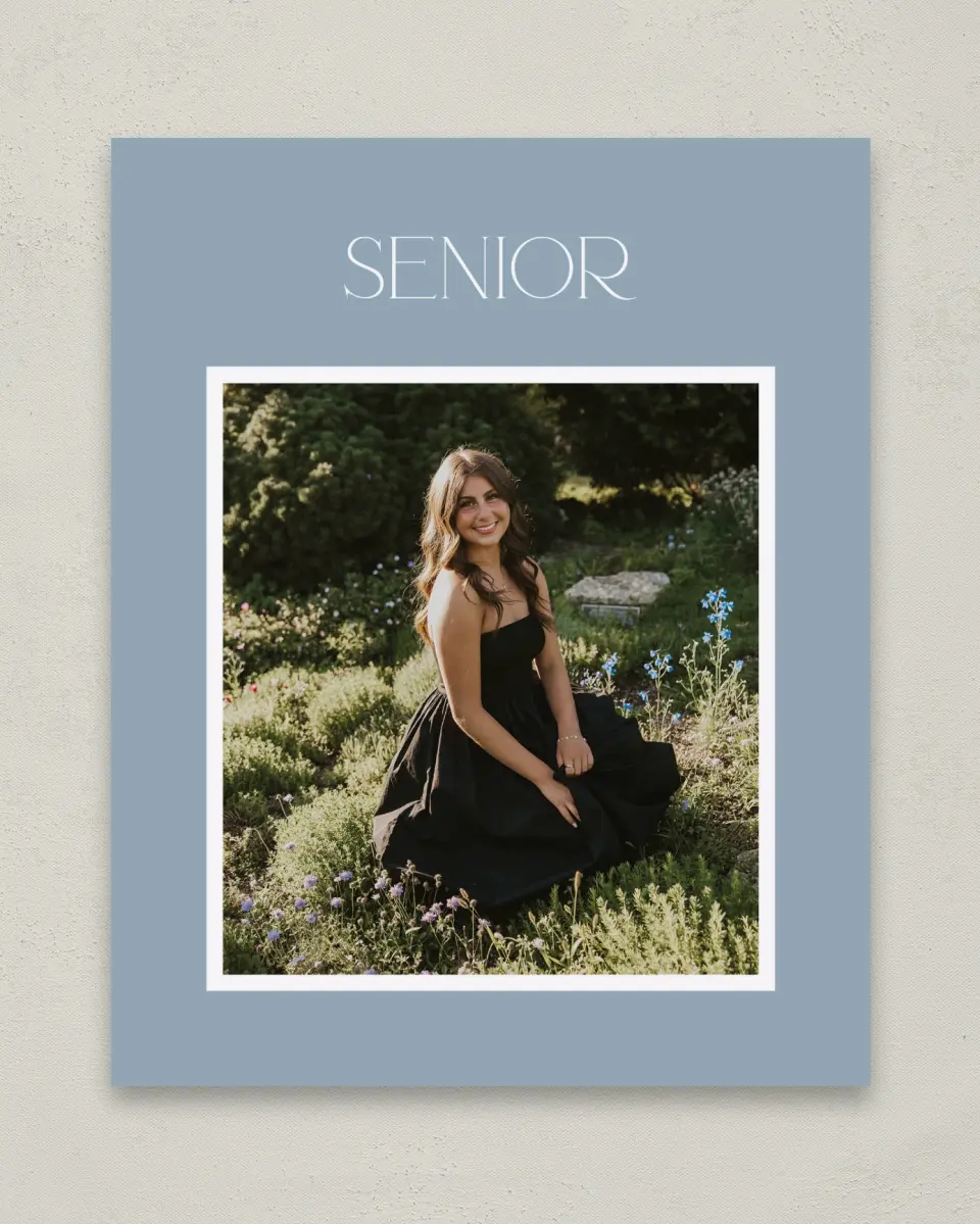 This is a 8" x 10" Photo Grad Sign called Graceful Grad printed in full color with Gold foil