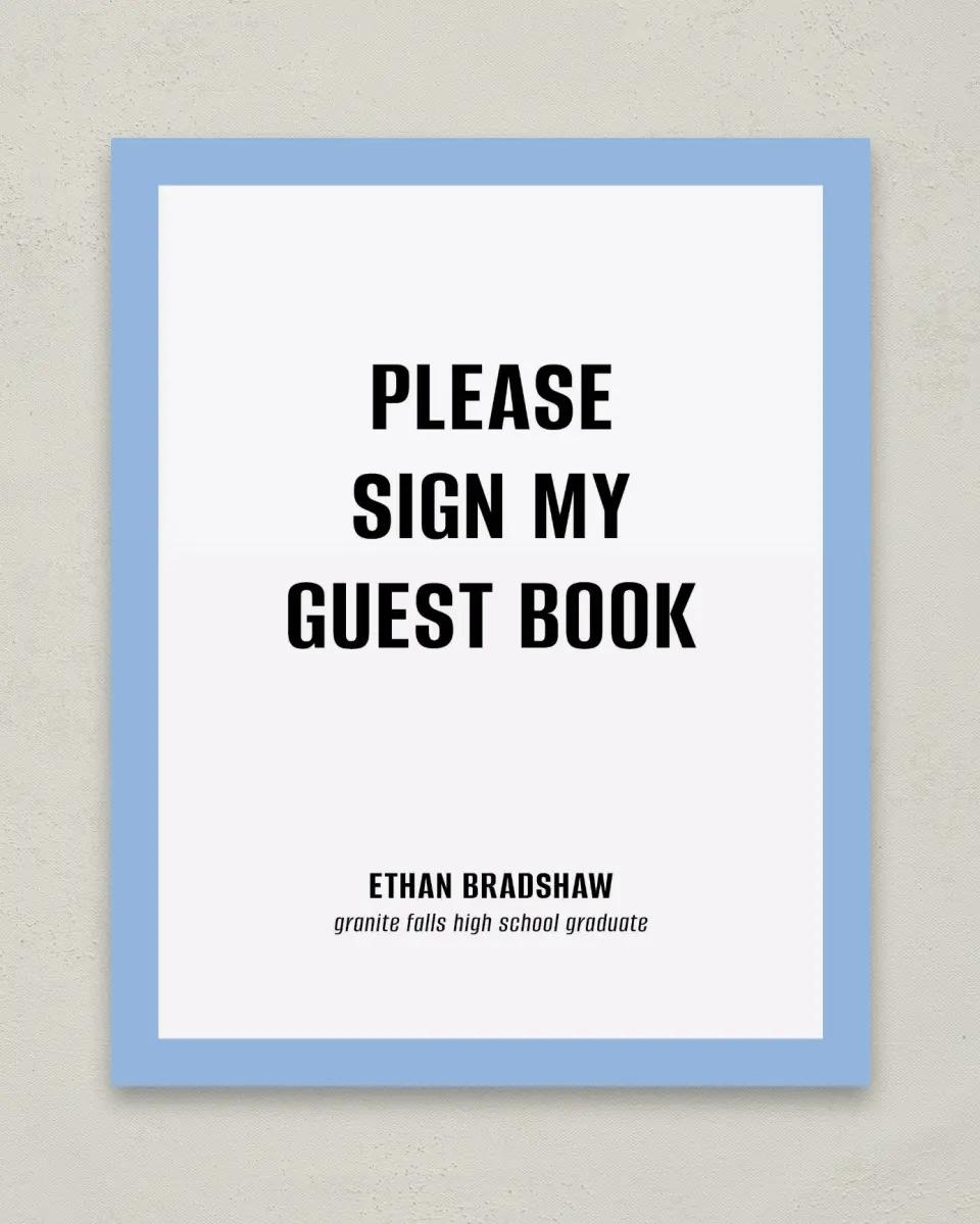 This is a 8" x 10" Guestbook Grad Sign called Clean Cut printed in full color