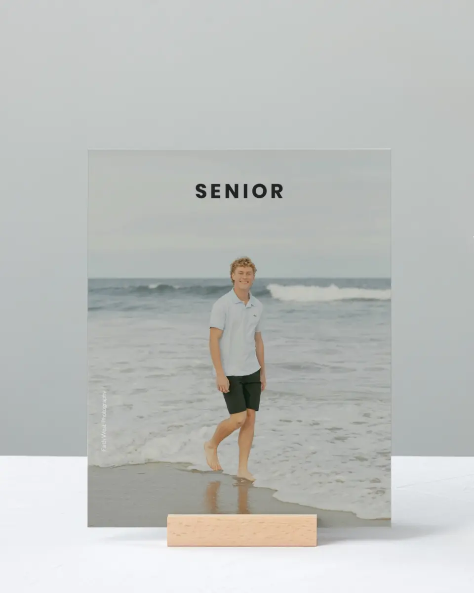 This is a 8" x 10" Photo Grad Sign called Simple Stroll printed in full color with Rose Gold foil