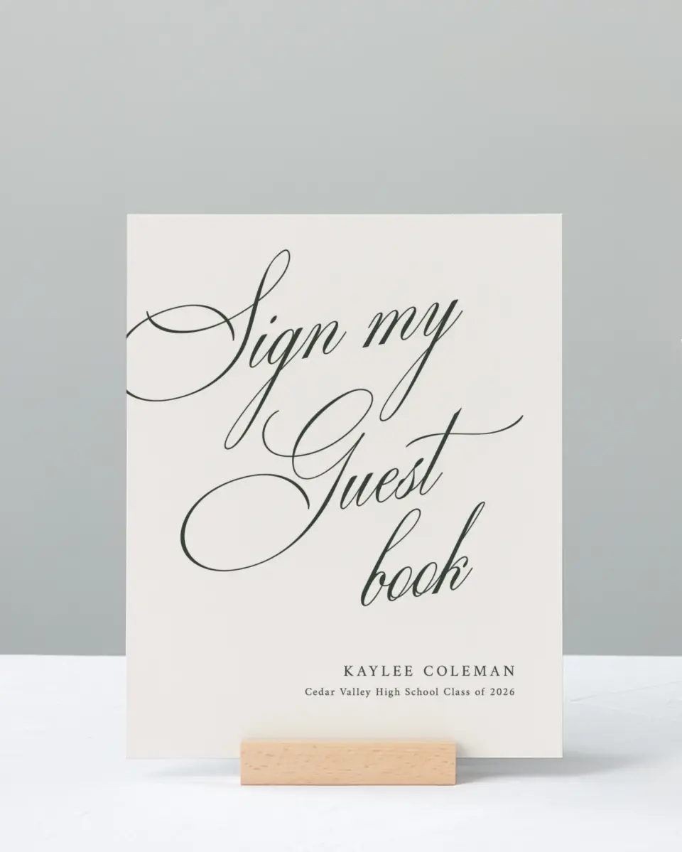 This is a 8" x 10" Guestbook Grad Sign called Grand Flourish printed in full color
