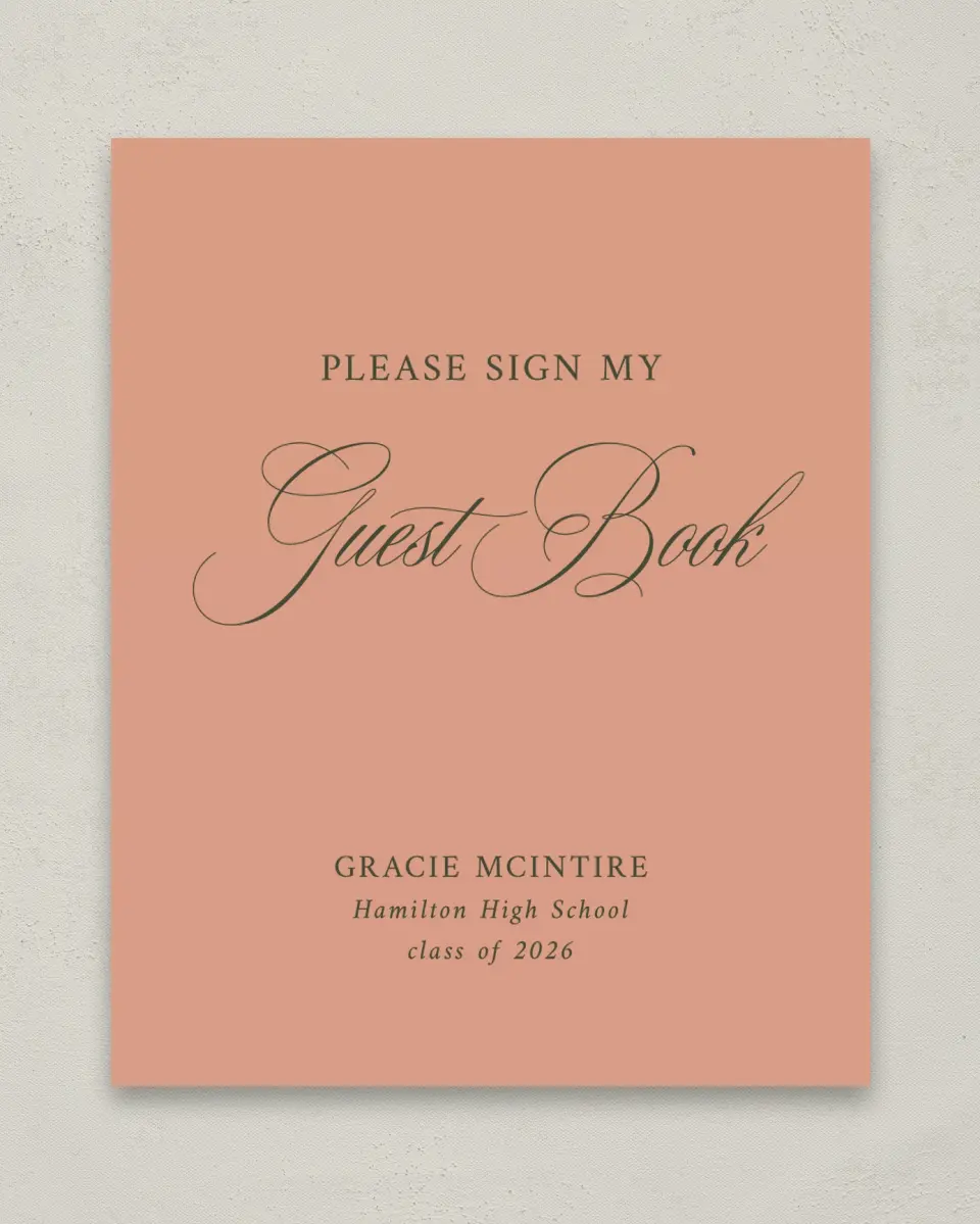 This is a 8" x 10" Guestbook Grad Sign called Refined Celebration printed in full color