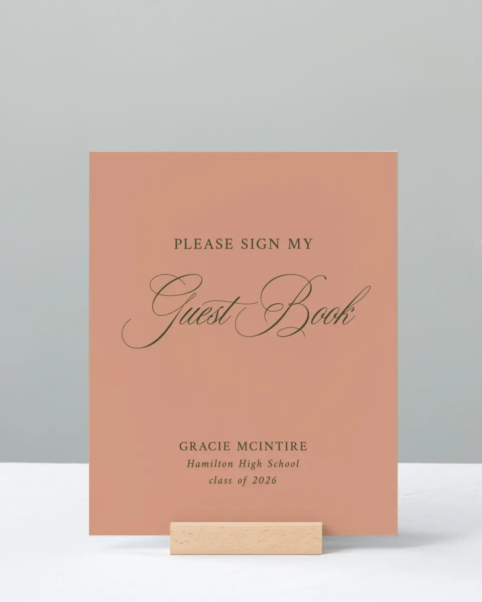 This is a 8" x 10" Guestbook Grad Sign called Refined Celebration printed in full color