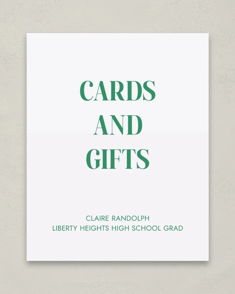 This is a 8" x 10" Cards & Gifts Grad Sign called Class Icon printed in full color