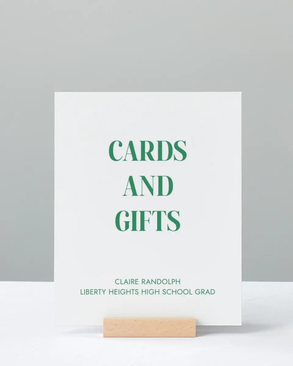 This is a 8" x 10" Cards & Gifts Grad Sign called Class Icon printed in full color