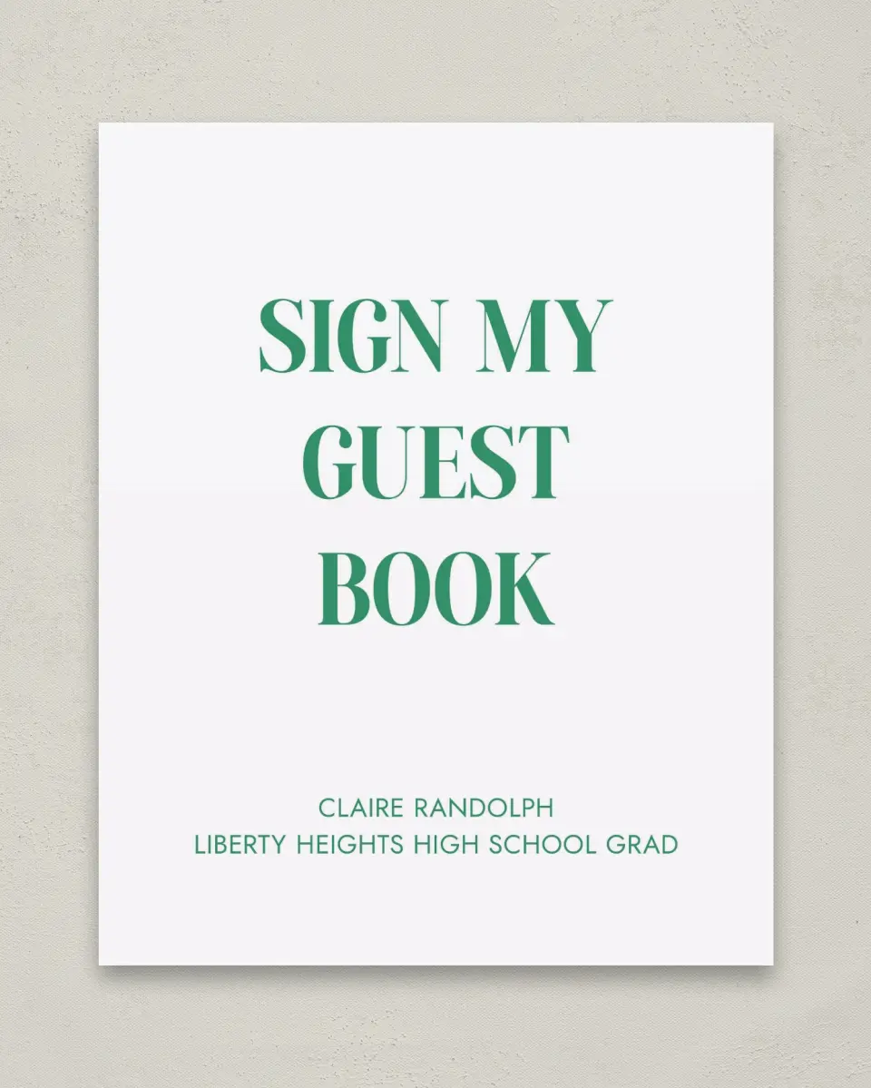 This is a 8" x 10" Guestbook Grad Sign called Class Icon printed in full color