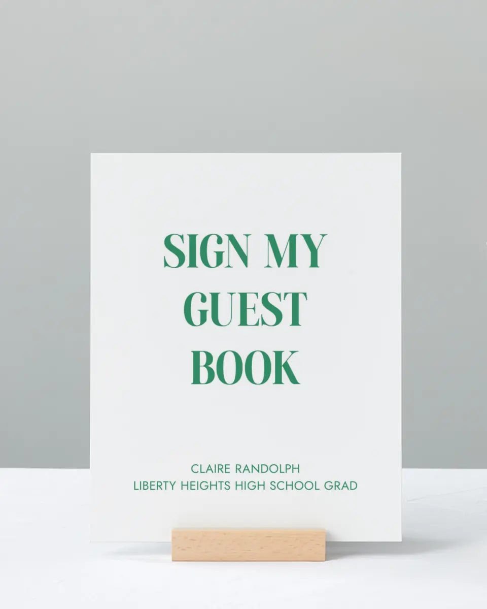 This is a 8" x 10" Guestbook Grad Sign called Class Icon printed in full color