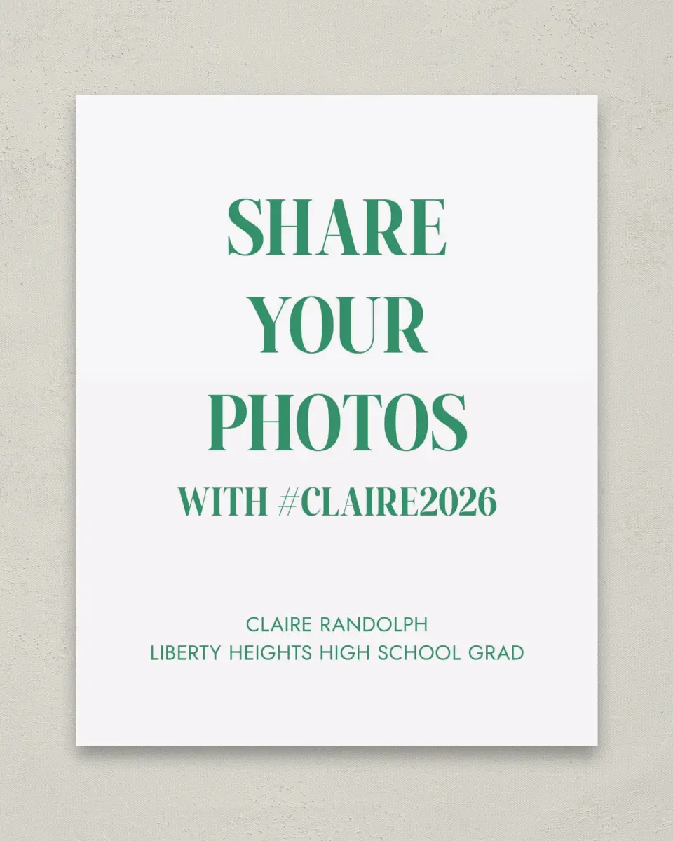 This is a 8" x 10" Let's Celebrate & Snap a Photo Grad Sign called Class Icon printed in full color