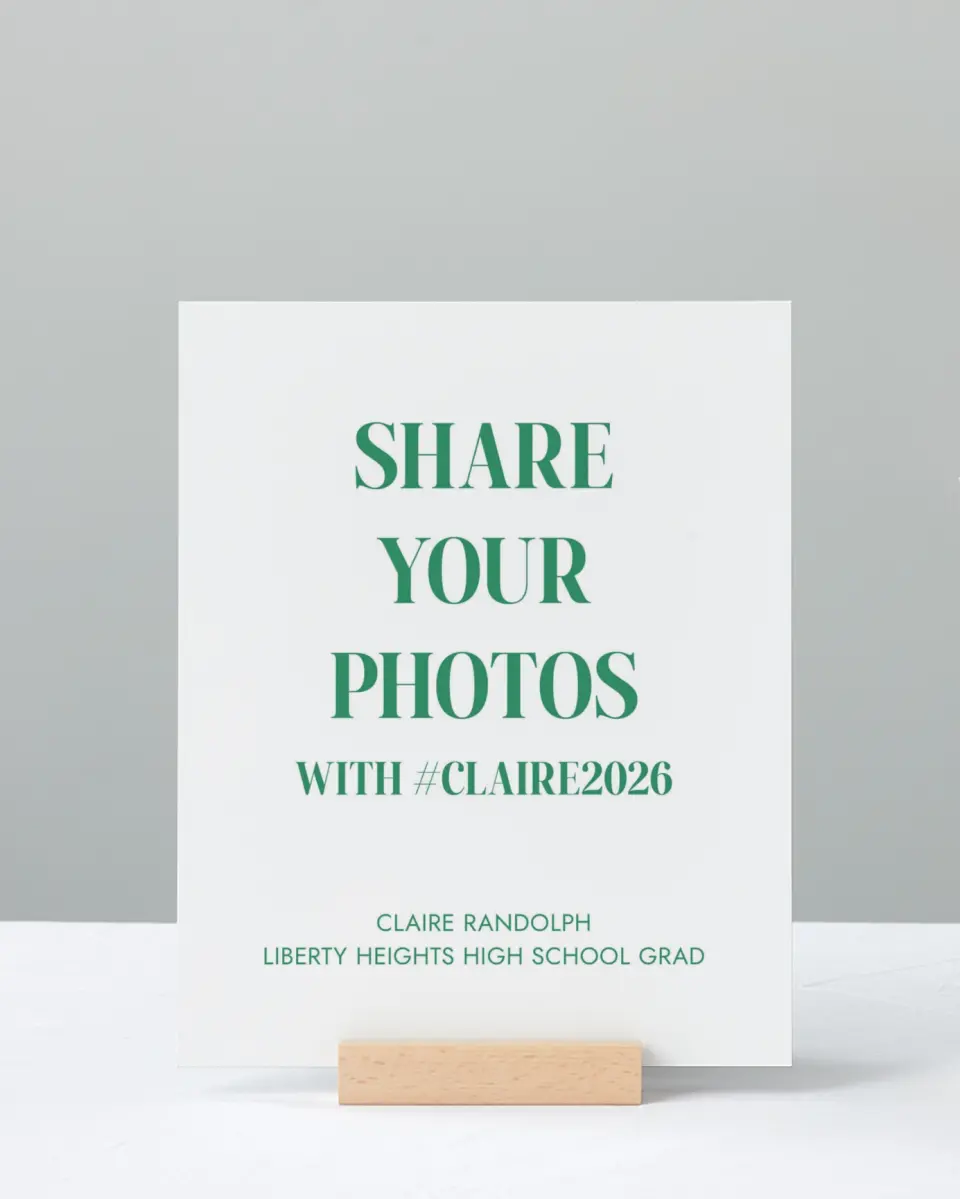 This is a 8" x 10" Let's Celebrate & Snap a Photo Grad Sign called Class Icon printed in full color