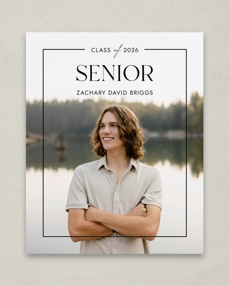 This is a 8" x 10" Photo Grad Sign called Pure Frame printed in full color with Gold foil