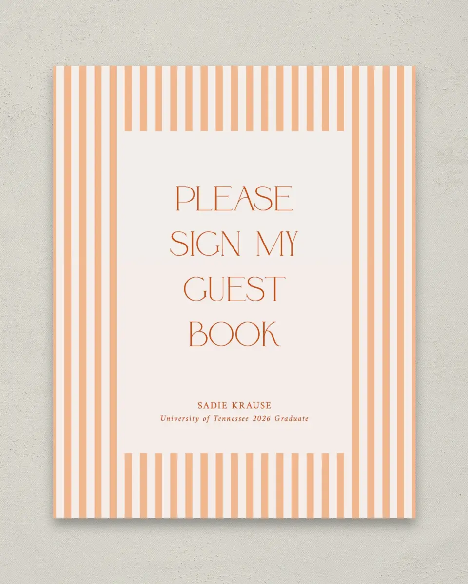 This is a 8" x 10" Guestbook Grad Sign called Senior Stripes printed in full color