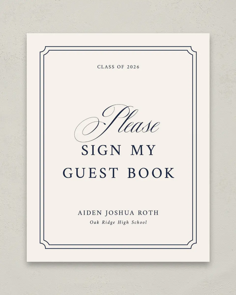 This is a 8" x 10" Guestbook Grad Sign called Formal Frame printed in full color