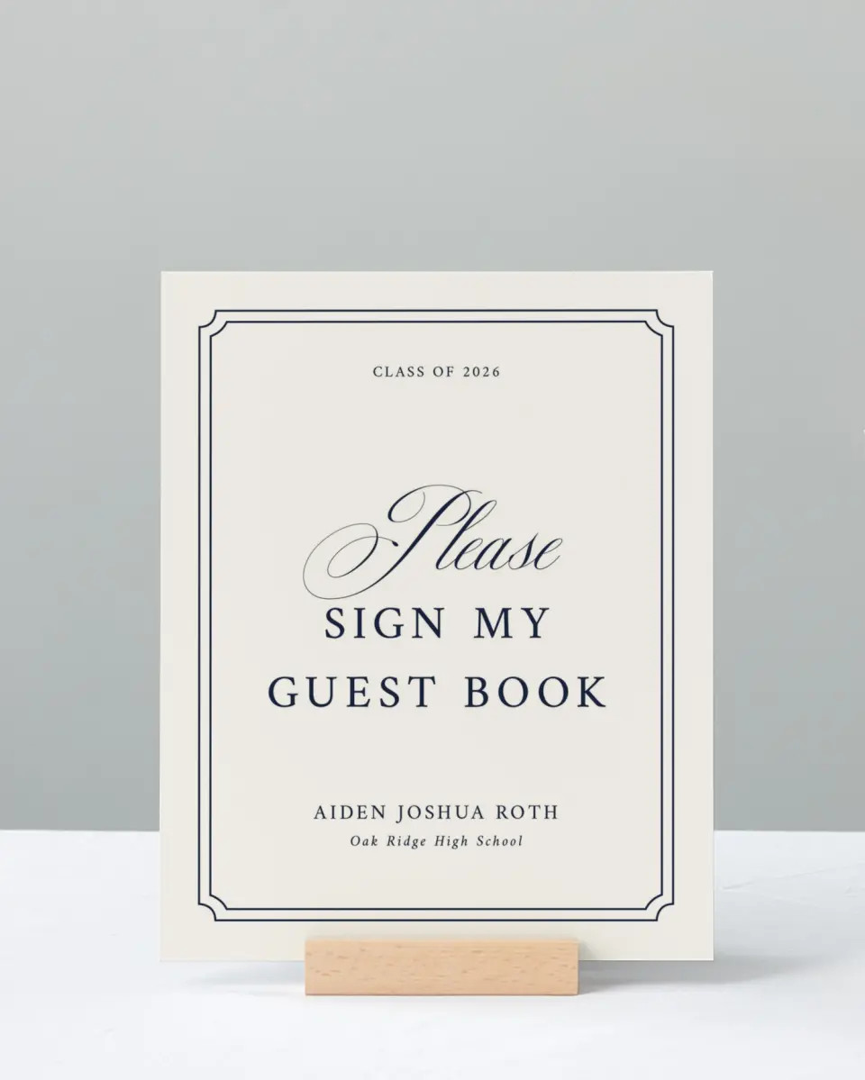 This is a 8" x 10" Guestbook Grad Sign called Formal Frame printed in full color