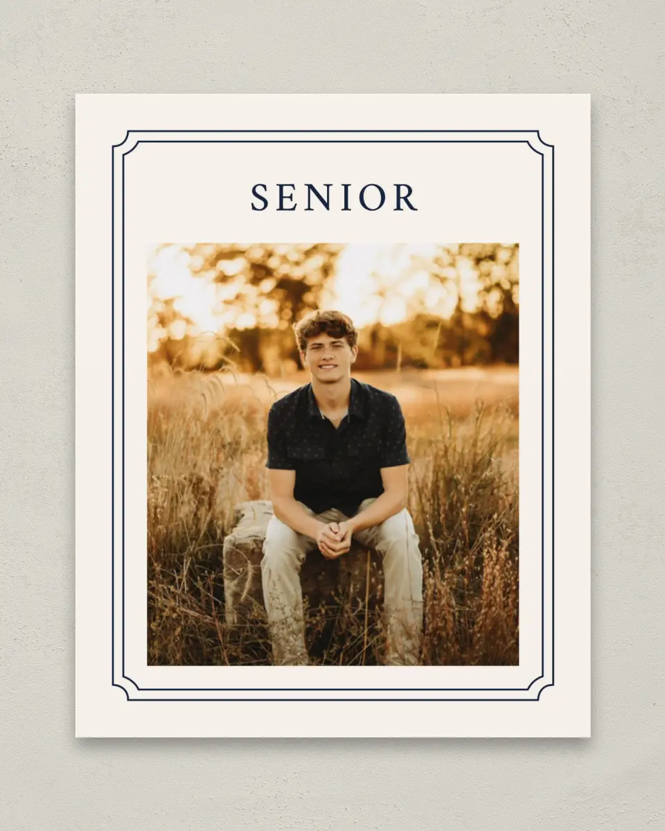 This is a 8" x 10" Photo Grad Sign called Formal Frame printed in full color with Gold foil