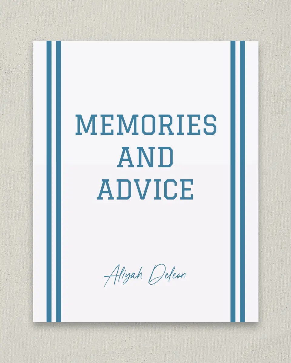 This is a 8" x 10" Memory & Advice Grad Sign called Varsity Stripes printed in full color