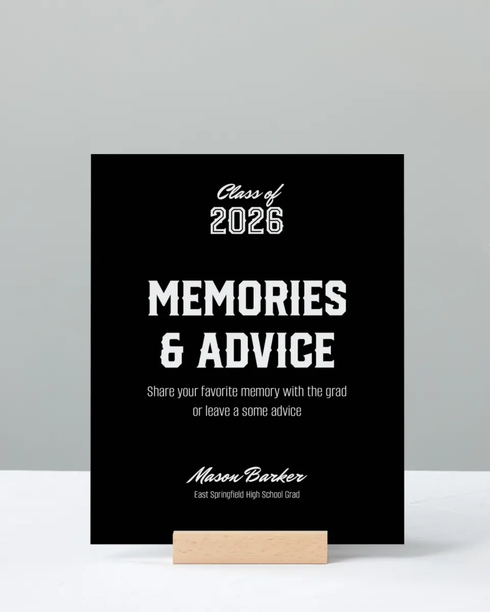 This is a 8" x 10" Memory & Advice Grad Sign called All-Star Athlete printed in full color