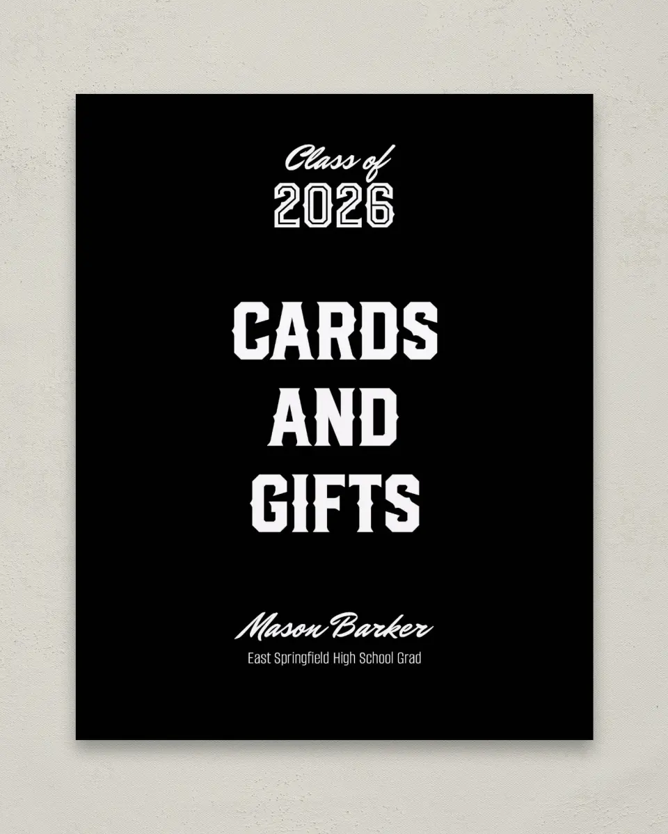 This is a 8" x 10" Cards & Gifts Grad Sign called All-Star Athlete printed in full color