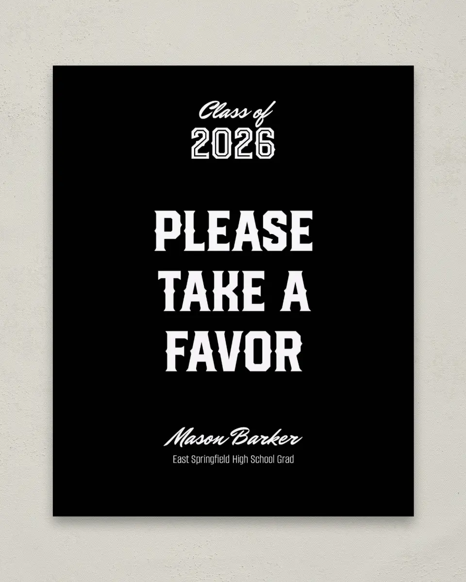 This is a 8" x 10" Take a Favor Grad Sign called All-Star Athlete printed in full color