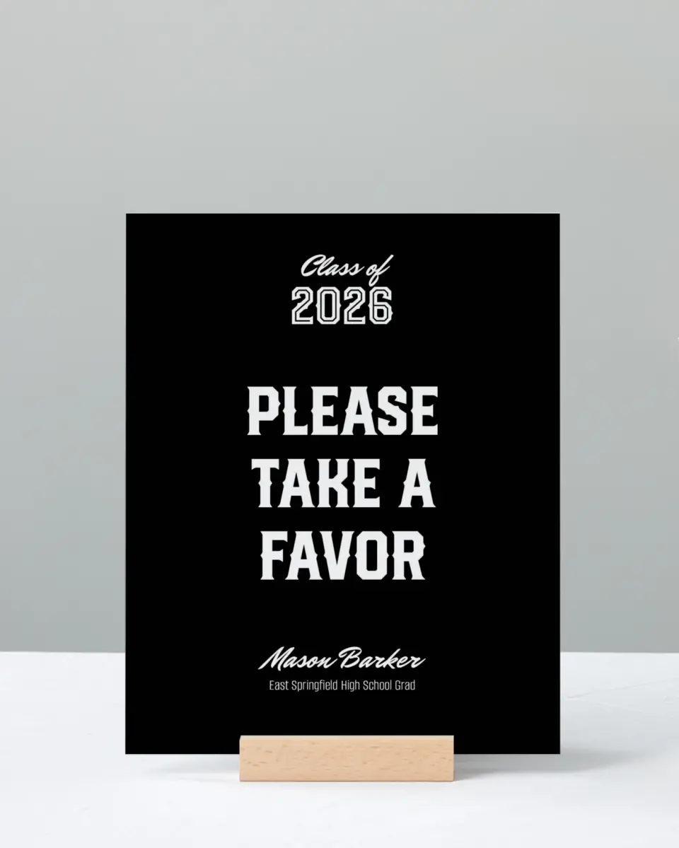 This is a 8" x 10" Take a Favor Grad Sign called All-Star Athlete printed in full color