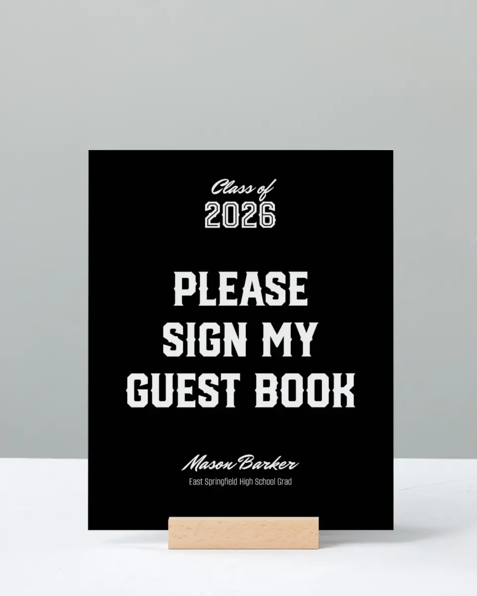 This is a 8" x 10" Guestbook Grad Sign called All-Star Athlete printed in full color