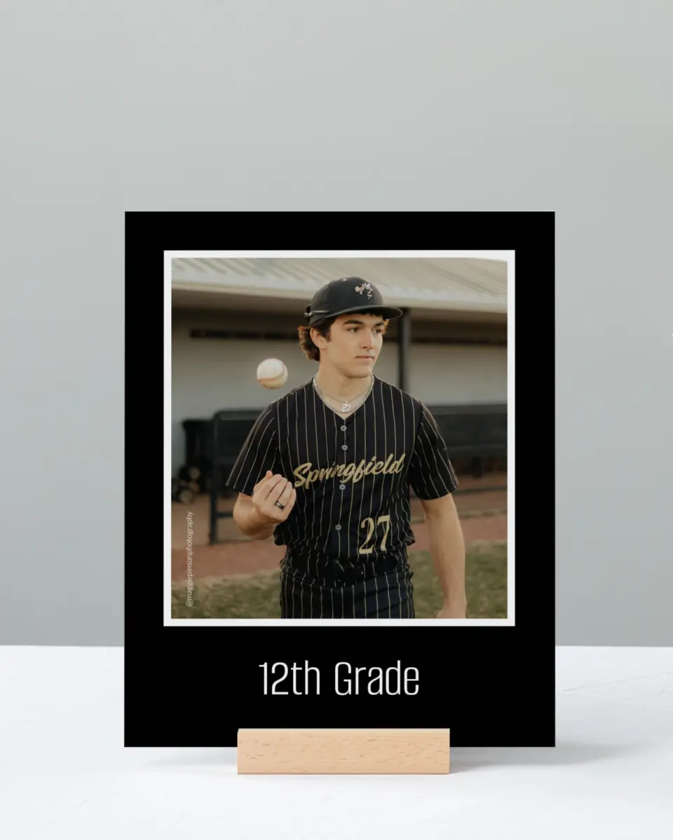 This is a 8" x 10" Photo Grad Sign called All-Star Athlete printed in full color with Rose Gold foil