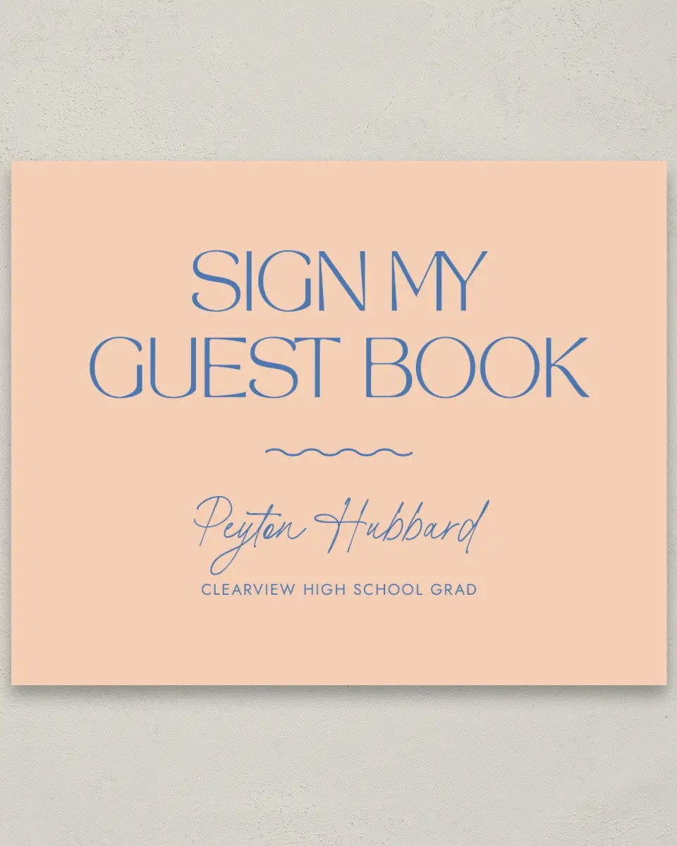 This is a 8" x 10" Guestbook Grad Sign called Modern Montage printed in full color