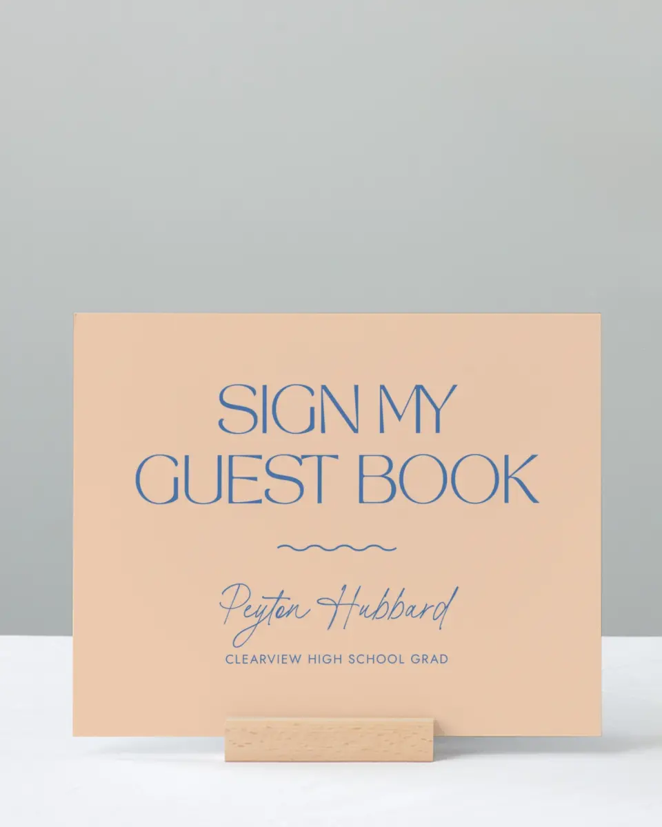 This is a 8" x 10" Guestbook Grad Sign called Modern Montage printed in full color with Silver foil