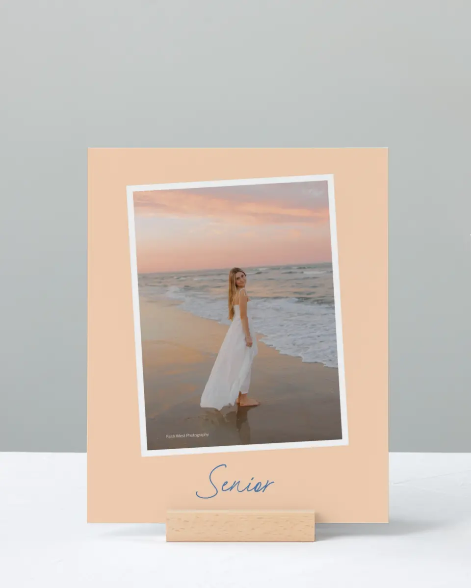 This is a 8" x 10" Photo Grad Sign called Modern Montage printed in full color with Gold foil
