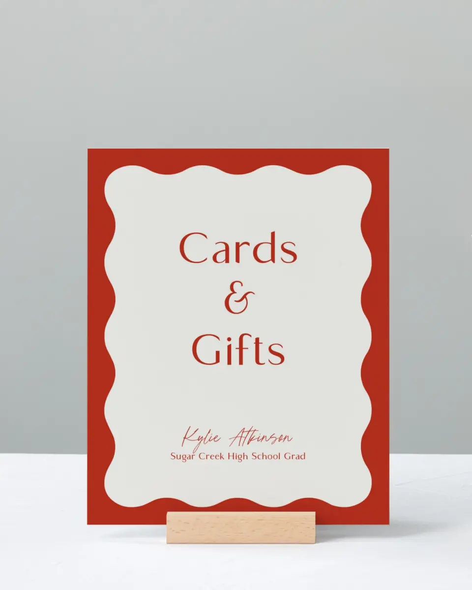 This is a 8" x 10" Cards & Gifts Grad Sign called Unwavering Spirit printed in full color with Silver foil
