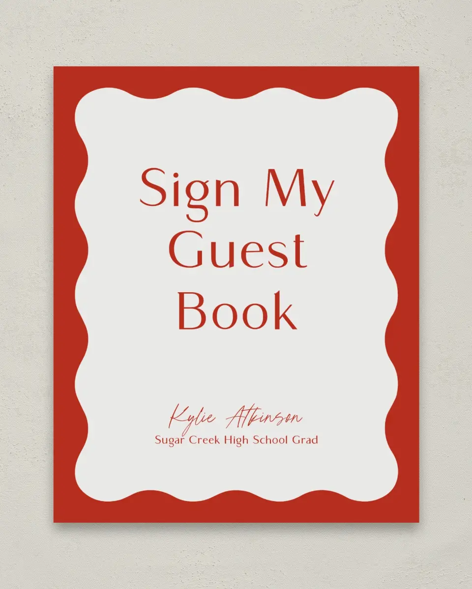 This is a 8" x 10" Guestbook Grad Sign called Unwavering Spirit printed in full color
