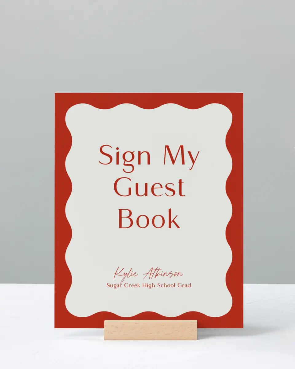 This is a 8" x 10" Guestbook Grad Sign called Unwavering Spirit printed in full color