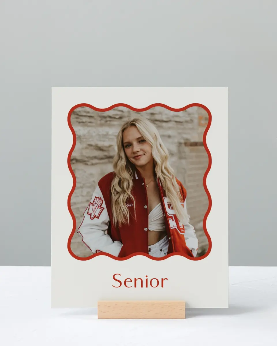 This is a 8" x 10" Photo Grad Sign called Unwavering Spirit printed in full color with Gold foil