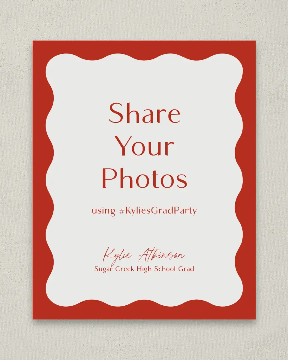 This is a 8" x 10" Let's Celebrate & Snap a Photo Grad Sign called Unwavering Spirit printed in full color