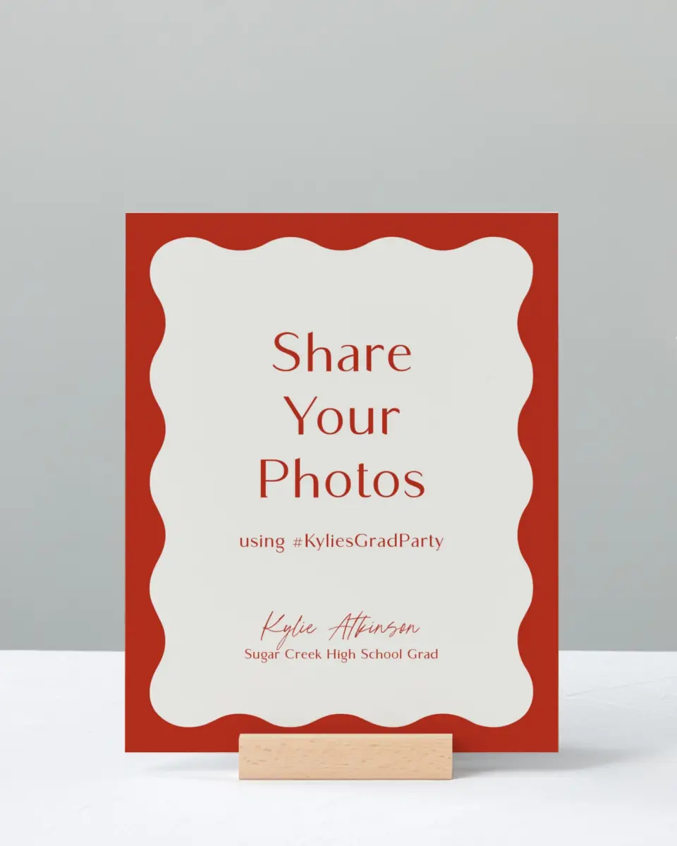 This is a 8" x 10" Let's Celebrate & Snap a Photo Grad Sign called Unwavering Spirit printed in full color