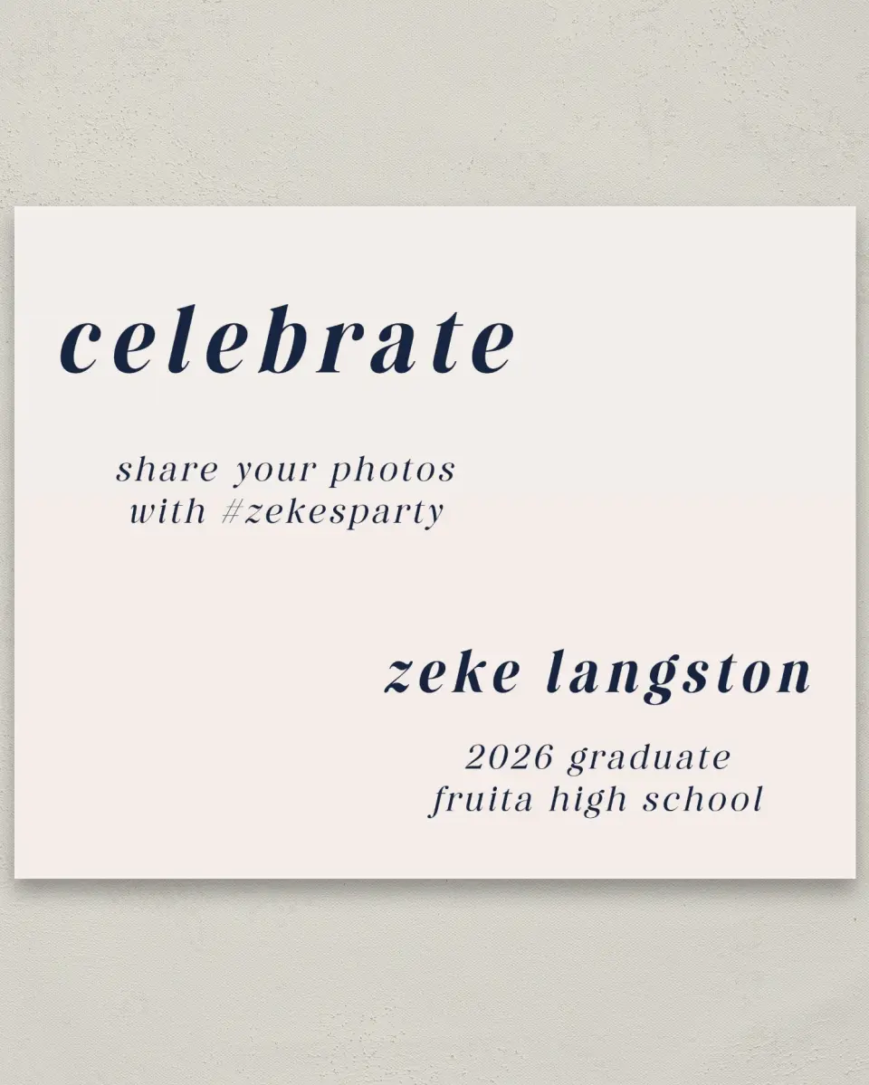This is a 8" x 10" Let's Celebrate & Snap a Photo Grad Sign called Jumping Jubilee printed in full color