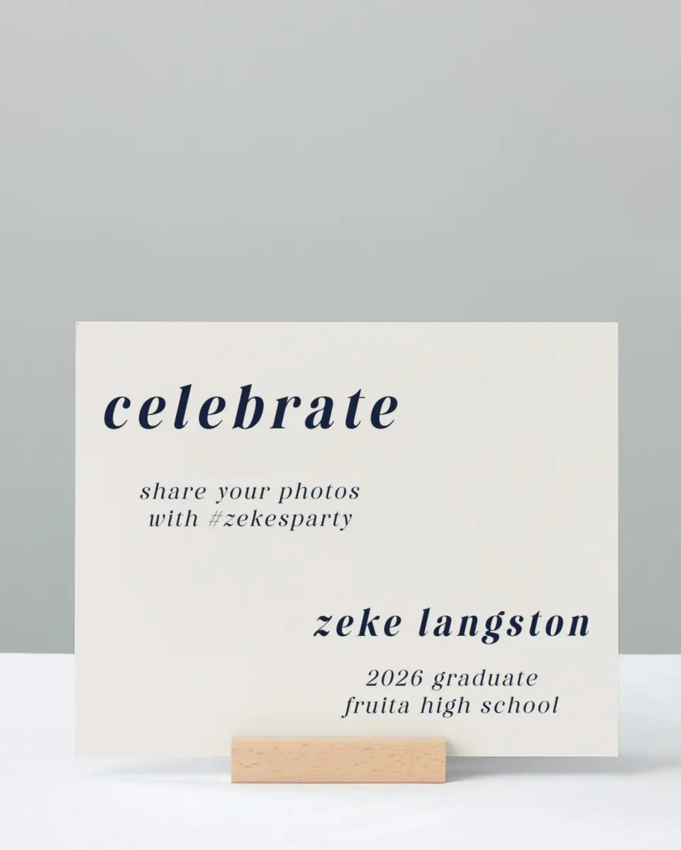 This is a 8" x 10" Let's Celebrate & Snap a Photo Grad Sign called Jumping Jubilee printed in full color