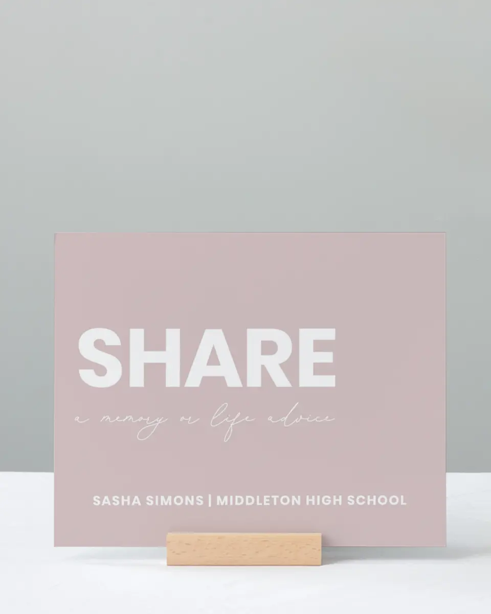 This is a 8" x 10" Memory & Advice Grad Sign called Caps Off to You printed in full color with Silver foil